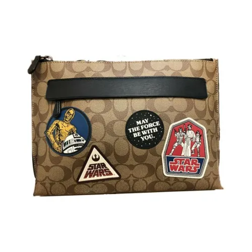 COACH Star Wars Xingji BATTLE Collaboration Canvas Leather Clutch Large Men's Khaki