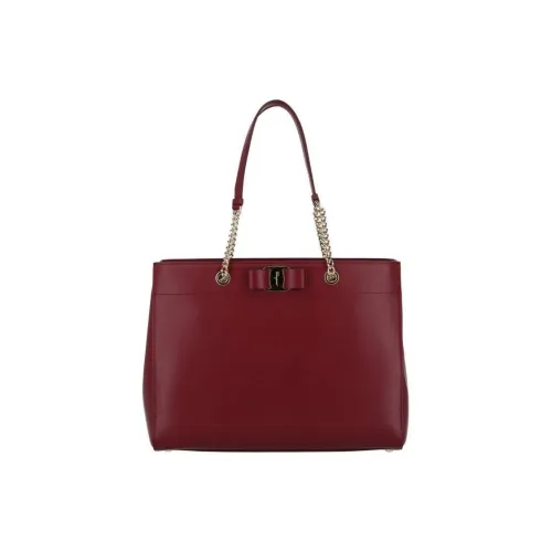 Ferragamo Vara Кожа Тоут Сумка Сумка для покупок Сумка на плечо Сумка Женская Красная