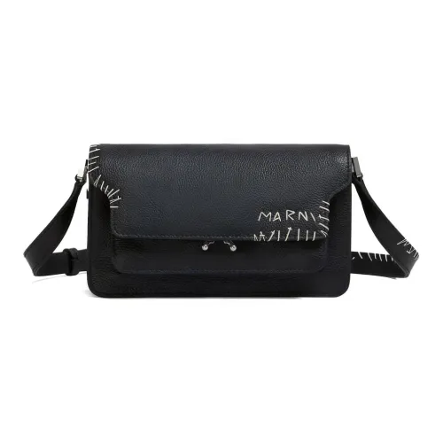 MARNI Основная часть Телячья кожа Сумка через плечо Сумка на плечо Женская Черная