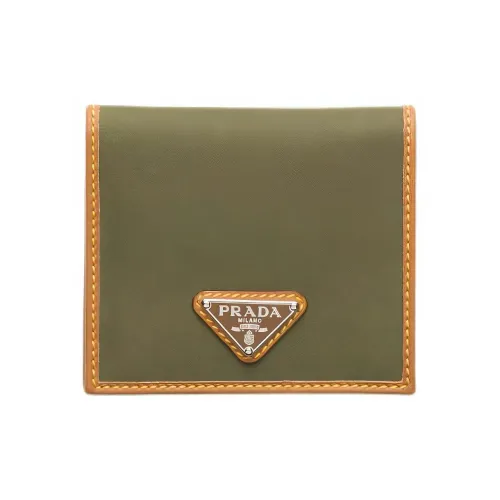 PRADA Переработанный нейлон Кошелек Мужской Армейский зеленый и Карамель