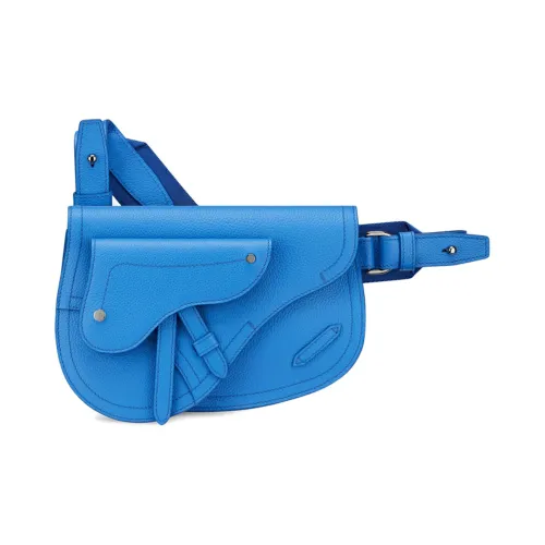 DIOR Корова Кожа Рельеф Седло Сумка Слинг Сумка Сумка через плечо Мини Мужская Синяя