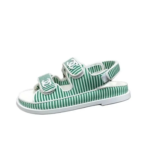 CHANEL Пляжные сандалии Женские Зеленый Белый