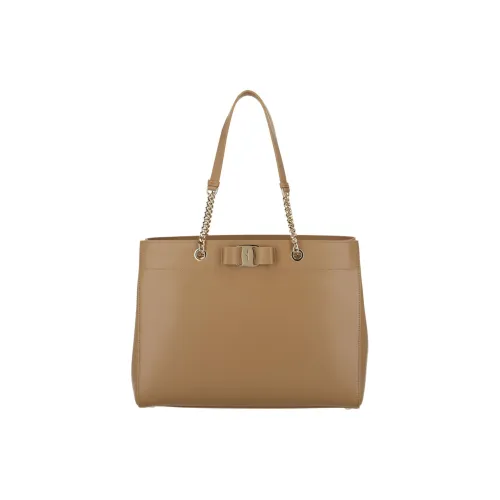 FERRAGAMO Vara кожа тоут сумка сумка для покупок сумка женская CAMEL