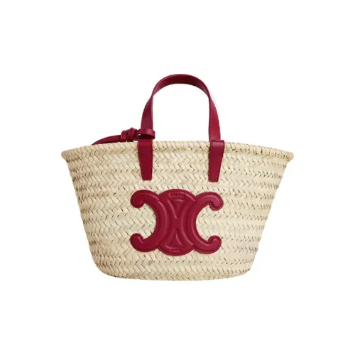 CELINE Triomphe Коровья кожа Обметка Тоут Сумка Сумка для покупок Сумка через плечо Сумка Экстра мини Женская Красная