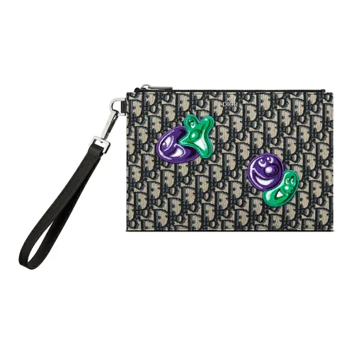 DIOR Kenny Scharf Коллаборация Коровья кожа Клатч Мужской Черный Бежевый