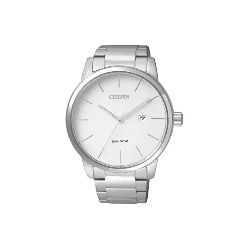 CITIZEN Светильник Кварцевый механизм Нержавеющая сталь Ремешок Часы 43,8 мм Мужские часы Белый циферблат BM6960 56A