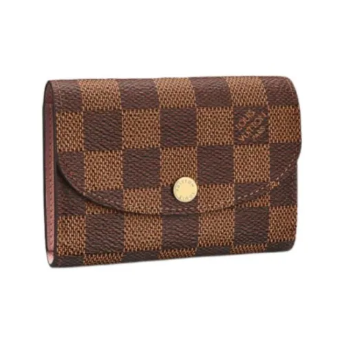 LOUIS VUITTON Rosalie Холст с кожей Сумка из холста Мелочь Кошелек Кошелек Женские Коричневый Шахматный узор Балетный розовый