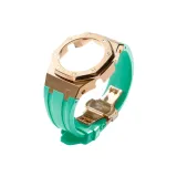 Розовый стальной корпус + синий ремешок TF + розовая застежка-бабочка + инструмент