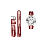 Двусторонний натуральная кожа ★ Темно-красный - Серебряная шпилька