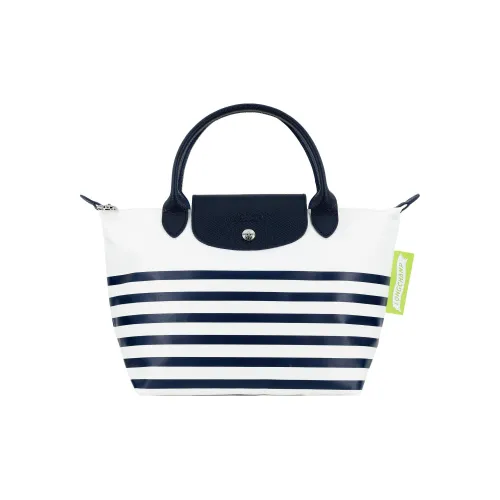 LONGCHAMP Le Pliage Холст и Кожа Пельменная Сумка Маленькая Женская Морской Синий и Белый