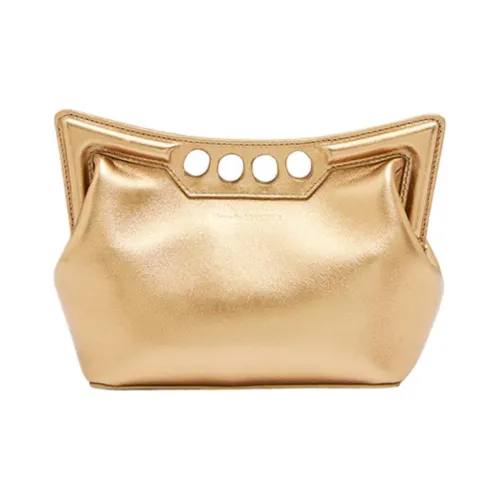 Alexander McQueen Sheepskin One Shoulder Crossbody Clutch Mini Women's Gold