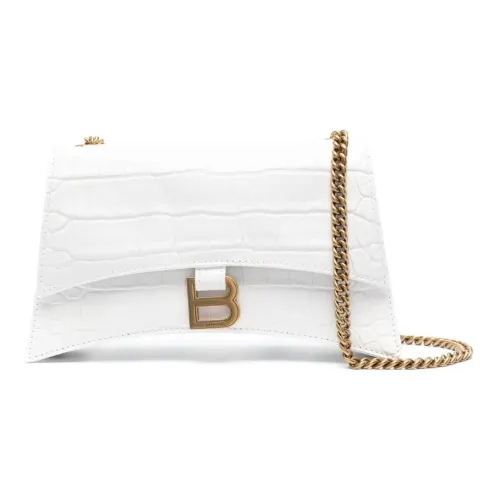 Balenciaga Crush Крокодиловый узор Тисненая Коровья кожа Сумка через плечо Сумка на плечо Женская Белая