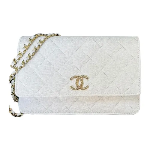 CHANEL WOC Зернистая кожа личи Коровья кожа Сумка через плечо Женская Белая