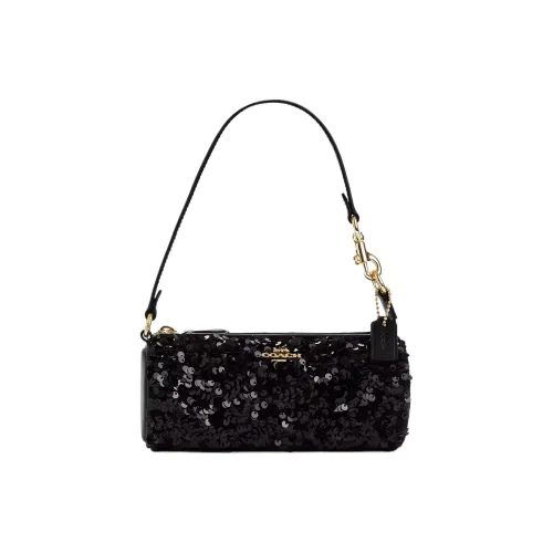 COACH Nolita Блестки с гладкой кожей сумка-багет плечевая сумка маленькая сумка женский золото и черный