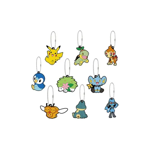 BANDAI Покемон Резиновый Брелок 10 Счастливый Набор из 9 Штук