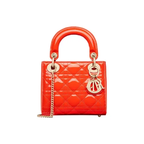 DIOR Lady Dior Сумка Lady Dior из коровьей кожи сумка через плечо мини-сумка женская ярко-оранжевый