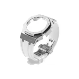 Серебряный стальной корпус + белый ремешок + серебряная застежка-бабочка + инструмент