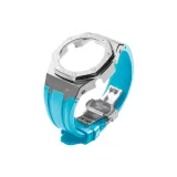 Серебряный стальной корпус + небесно-голубой ремень + серебряная застежка-бабочка + инструмент