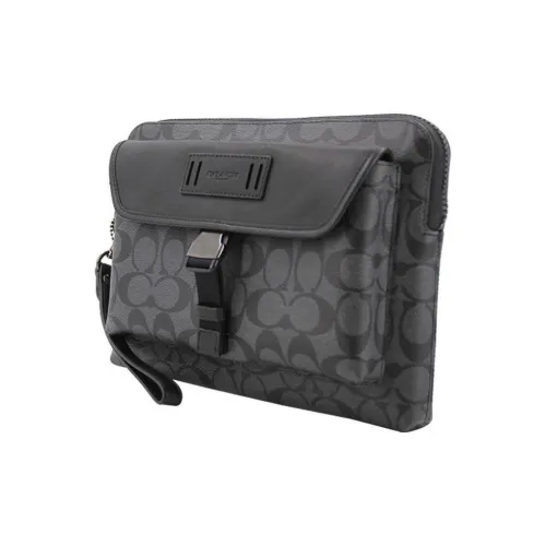 COACH RANGER Коровья кожа Кошелек для монет клатч среднего размера мужской черный серый