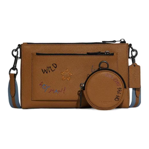 COACH Diary Вышивка Коллаборация Holden Кожа Комбинированная сумка Комбинация Сумка Сумка через плечо Женская