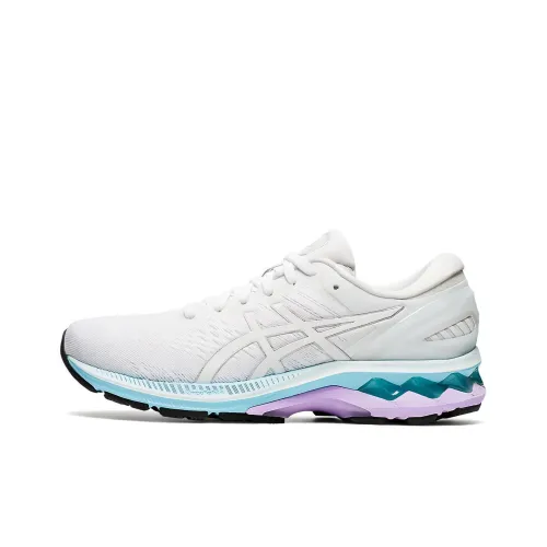 Asics Gel Kayano 27 Low Топ Беговые кроссовки Женские Белый Синий