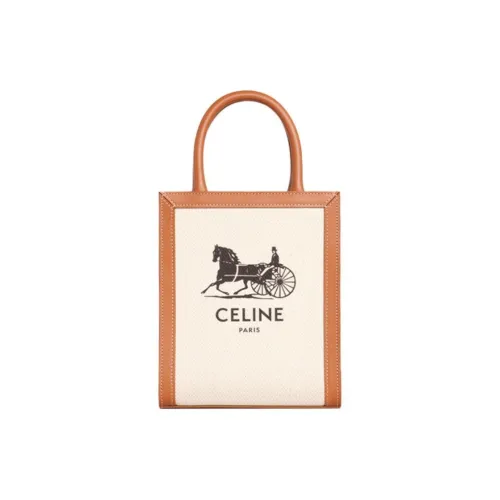 CELINE Cabas Ткань с коровьей кожей Аккордеонная сумка Тоут сумка Сумка для покупок Сумка через плечо Мини Женская