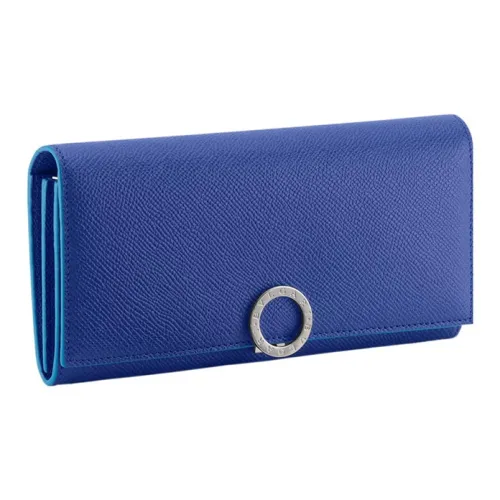 BVLGARI Bulgari Clip Телячья кожа Кошелек Большой Женские Синий
