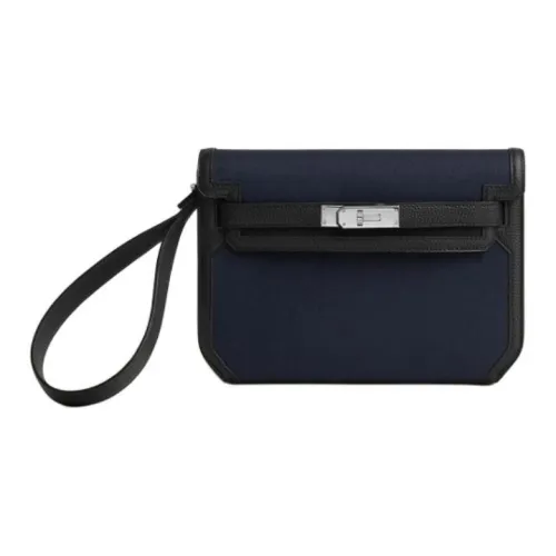 HERMES Kelly Depeches Woolycot Canvassing Togo's Calves. Клатч Мужской Морской Синий и Черный