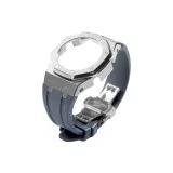 Серебряный стальной корпус + серый ремень + серебряная застежка-бабочка + инструмент