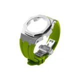 Серебряный стальной корпус + светло-зеленый ремешок + серебряная застежка-бабочка + инструмент