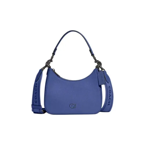 COACH Hobo Покрытый холст с кожаными вставками Сумка через плечо Сумка Маленькая Женская Черная