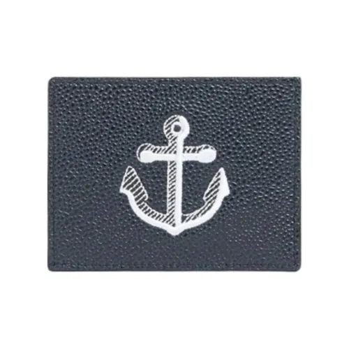 THOM BROWNE· Pebble Leather Men's Card Holder Marine Blue