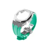 Серебряный стальной корпус + синий ремешок TF + серебряная застежка-бабочка + инструмент