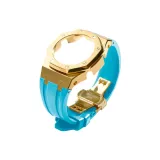 Золотой стальной корпус + небесно-голубой ремень + золотая застежка-бабочка + инструмент