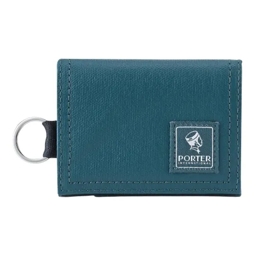 Porter PU (полиуретан) с кожаными вставками кошелек для монет унисекс цвет озерно-голубой