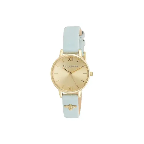 OLIVIA·BURTON Наручные часы Кварцевый механизм Кожаный ремешок 30MM Золотистый циферблат Женские часы OB16ES17