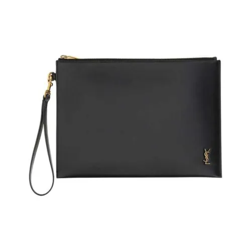 SAINT LAURENT Клатч из коровьей кожи кошелек унисекс черный