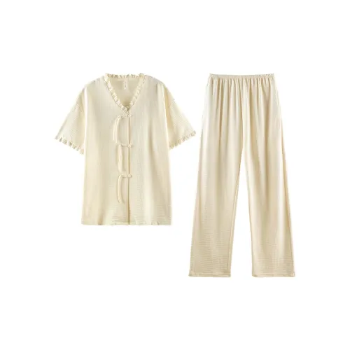 Q'NIANMA Пижамный комплект Женские Мягкий Абрикос