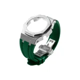 Серебряный стальной корпус + зеленый ремень + серебряная застежка-бабочка + инструмент