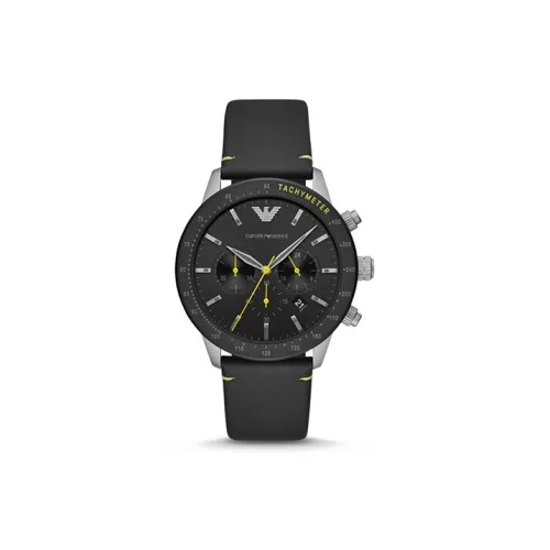 EMPORIO ARMANI Наручные часы Кварцевый механизм Кожаный ремешок Черный циферблат Мужские часы AR11325