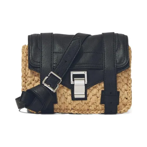 PROENZA SCHOULER Рафия с овечьей шкурой Сумка через плечо Мини Женская Черный Песочный