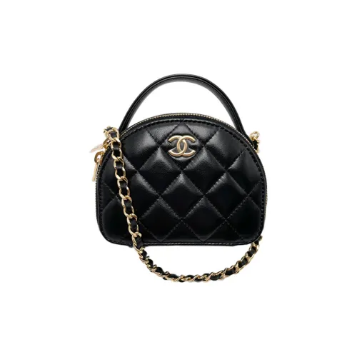 CHANEL Lambskin Маленькая Круглая Сумка через плечо Маленький Клатч для женщин Черный