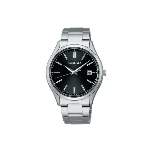 SEIKO Solar Кварц Механизм Нержавеющая Сталь Ремешок Часы 38,7мм Мужские Часы Черный Циферблат SBPX147