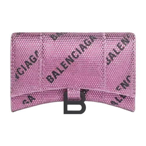 Balenciaga HOURGLASS Замша Кошелек Женские Розовый Черный