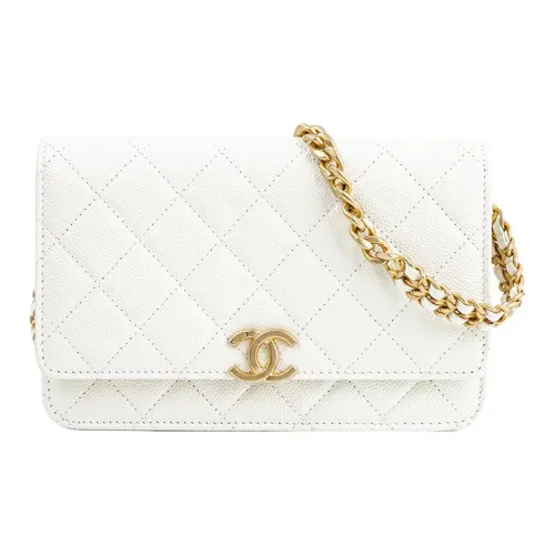 CHANEL WOC Телячья кожа Ручная сумка через плечо Стандартная Женская Светлый Бежевый Белый