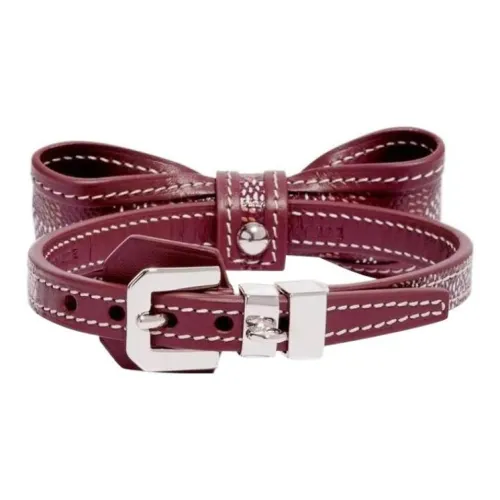 GOYARD OSCAR Goyardine Холст Clamecy Коровья кожа Ожерелье-чокер для собаки "Teeth" Аксессуар Унисекс Бургунди