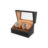 Черный страусья кожа + верблюжья шерсть [2 слота для часов]