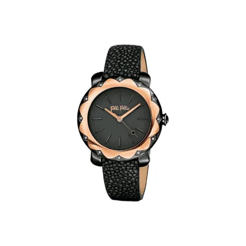 Folli Follie Women's Watch Кварцевый механизм Кожаный ремешок 36 мм Черный циферблат