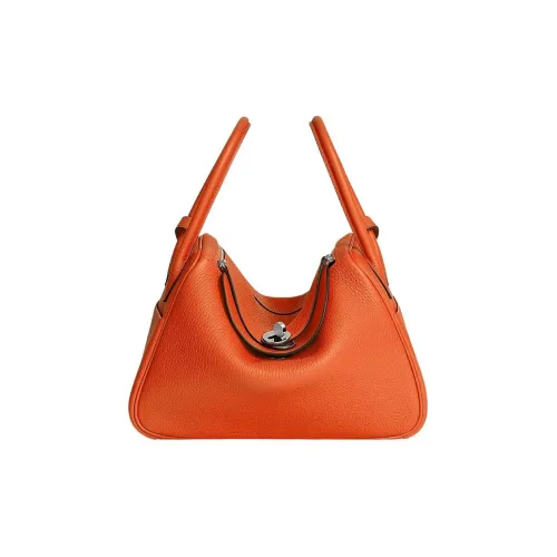 HERMES Lindy Кожа Taurillon Clemence Портативная Сумка через плечо Сумка на плечо 26 Женская 0X Алюминиевая Оранжевая