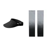 Черная шляпа с защитой от солнца + черно-серые охлаждающие рукава с градиентом